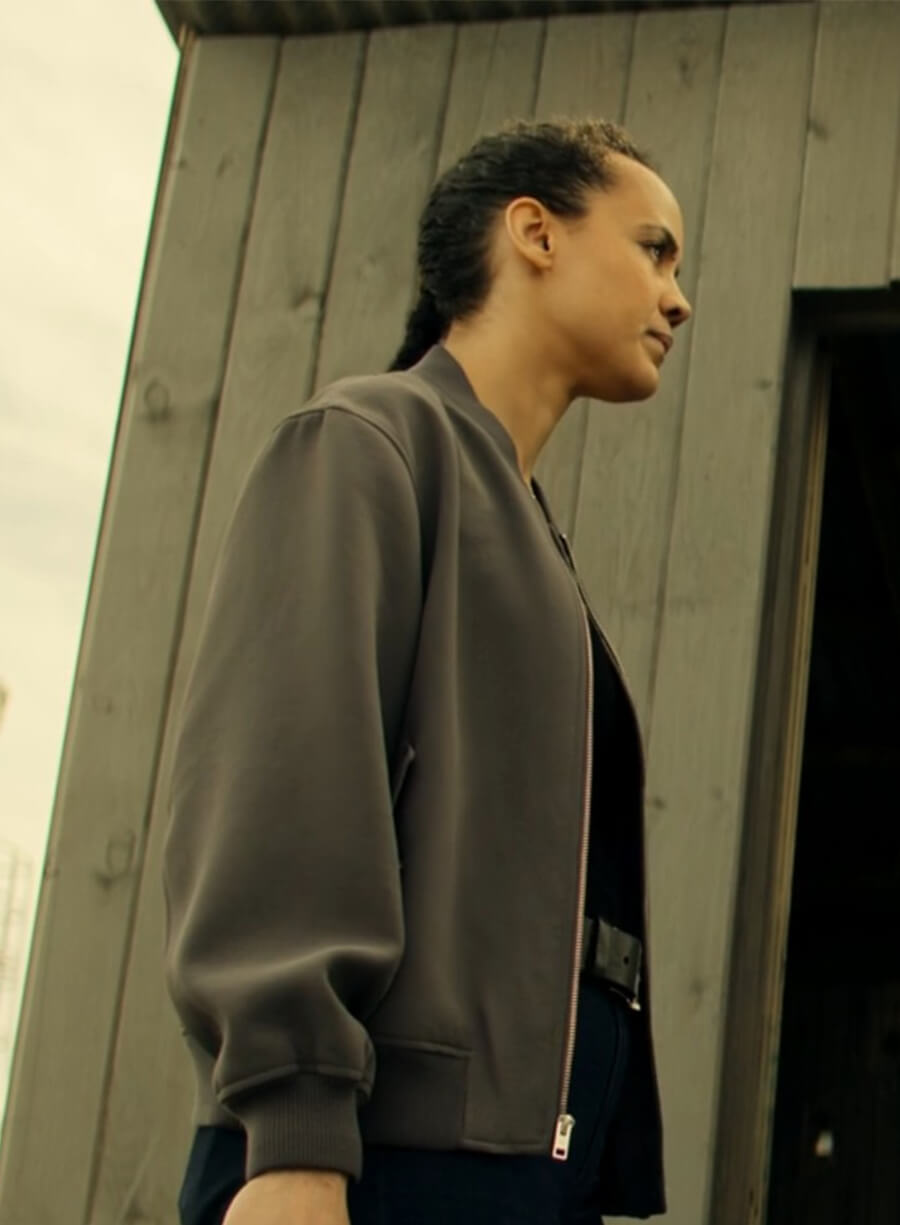 Maria Sten Neagley 2026 Grey Bomber Jacket