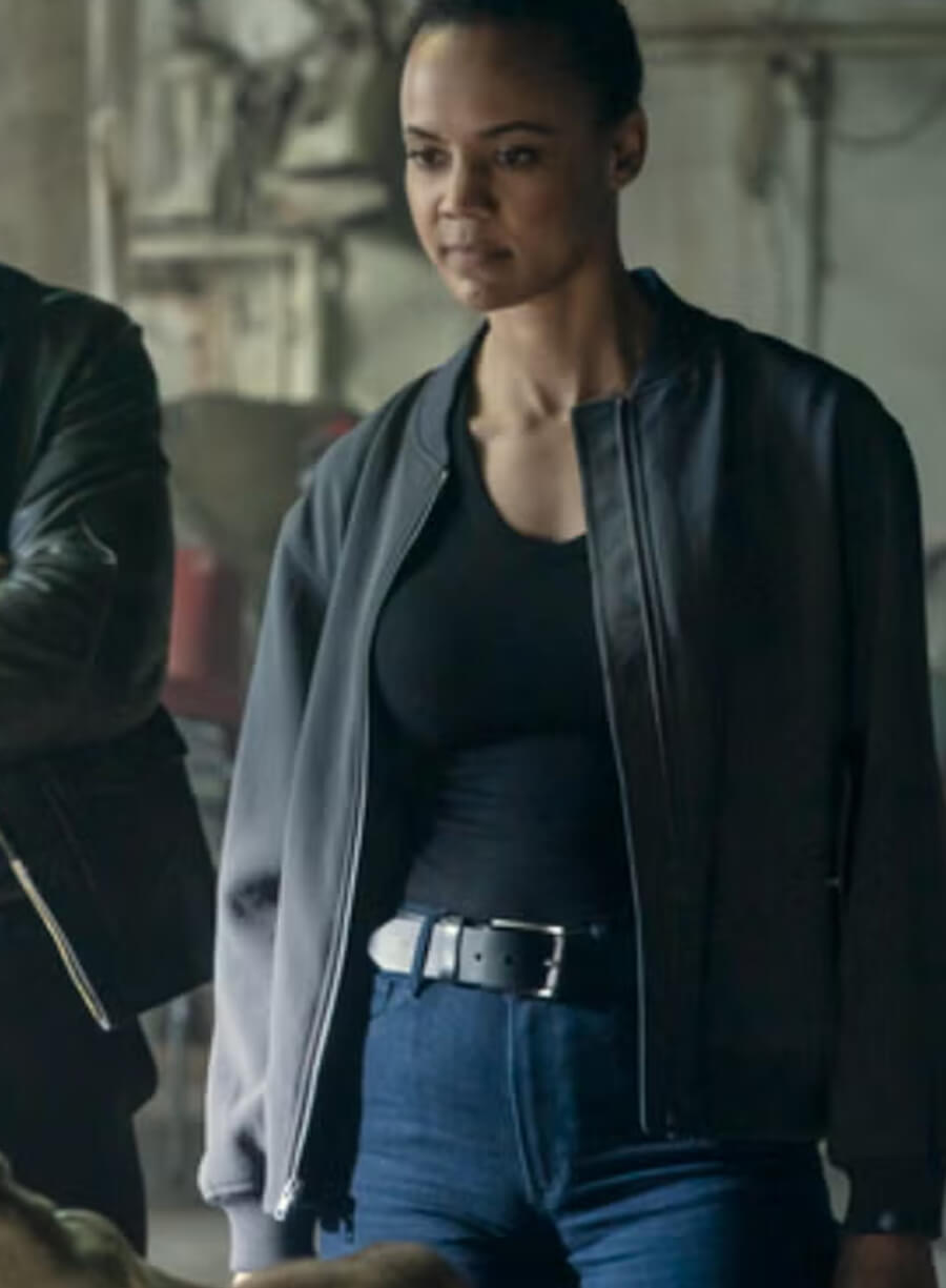 Maria Sten Neagley 2026 Grey Bomber Jacket