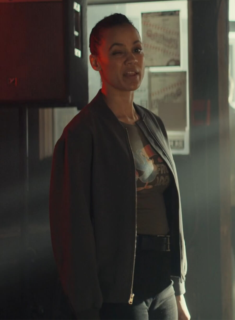 Maria Sten Neagley 2026 Grey Bomber Jacket