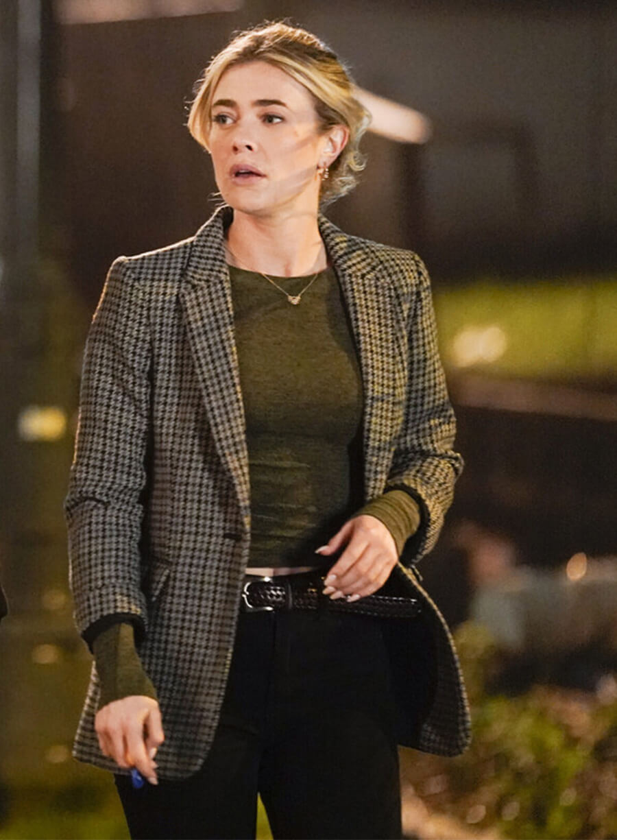 Melissa Roxburgh Tracker Dory Shaw Plaid Blazer