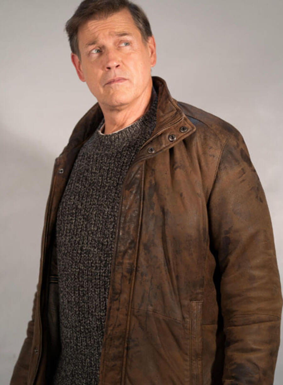 Michael Pare Halloween John Parker Brown Leather Jacket