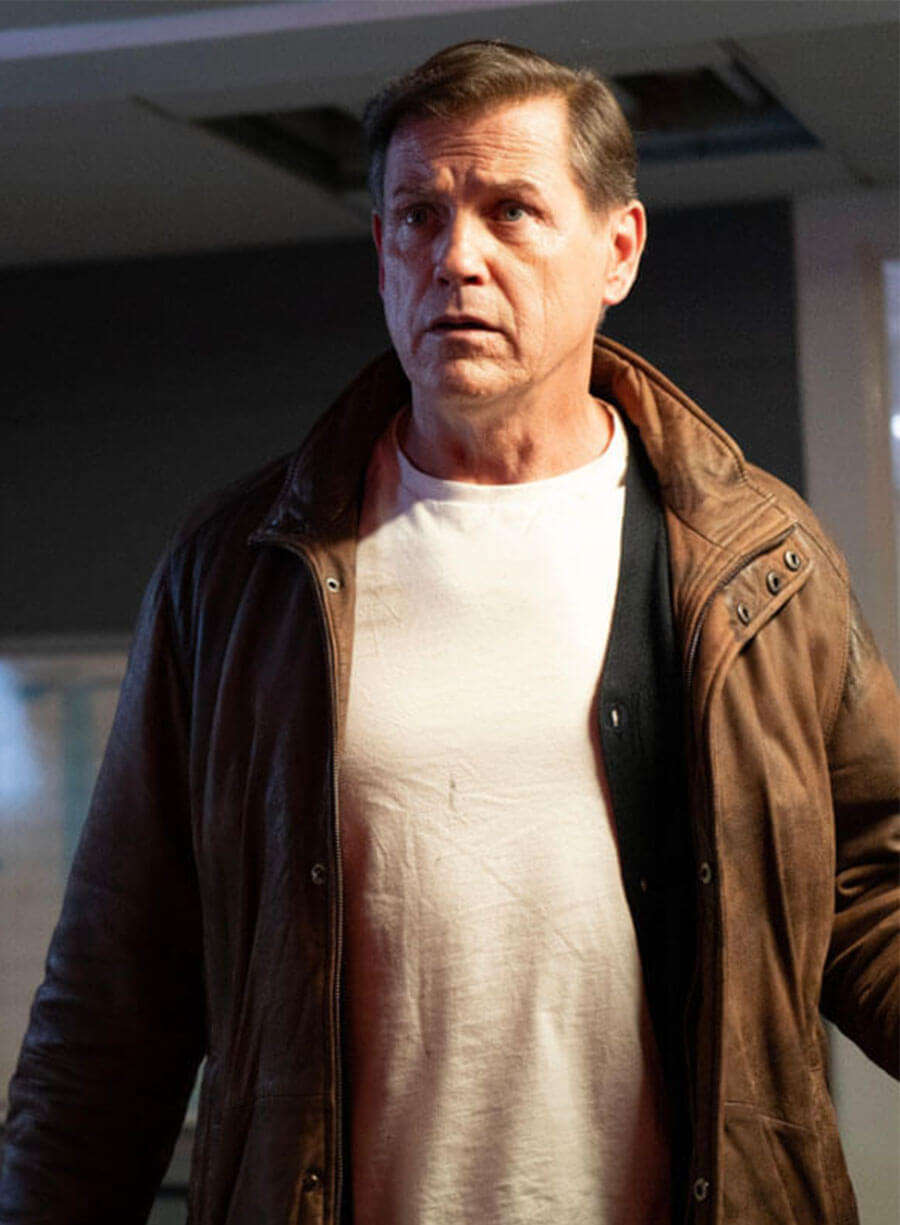 Michael Pare Halloween John Parker Brown Leather Jacket