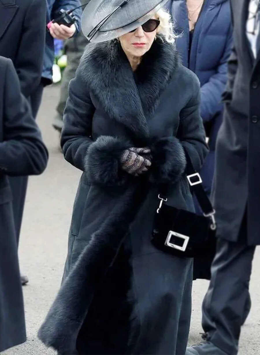 MobLand S01  Helen Mirren Black Suede Coat