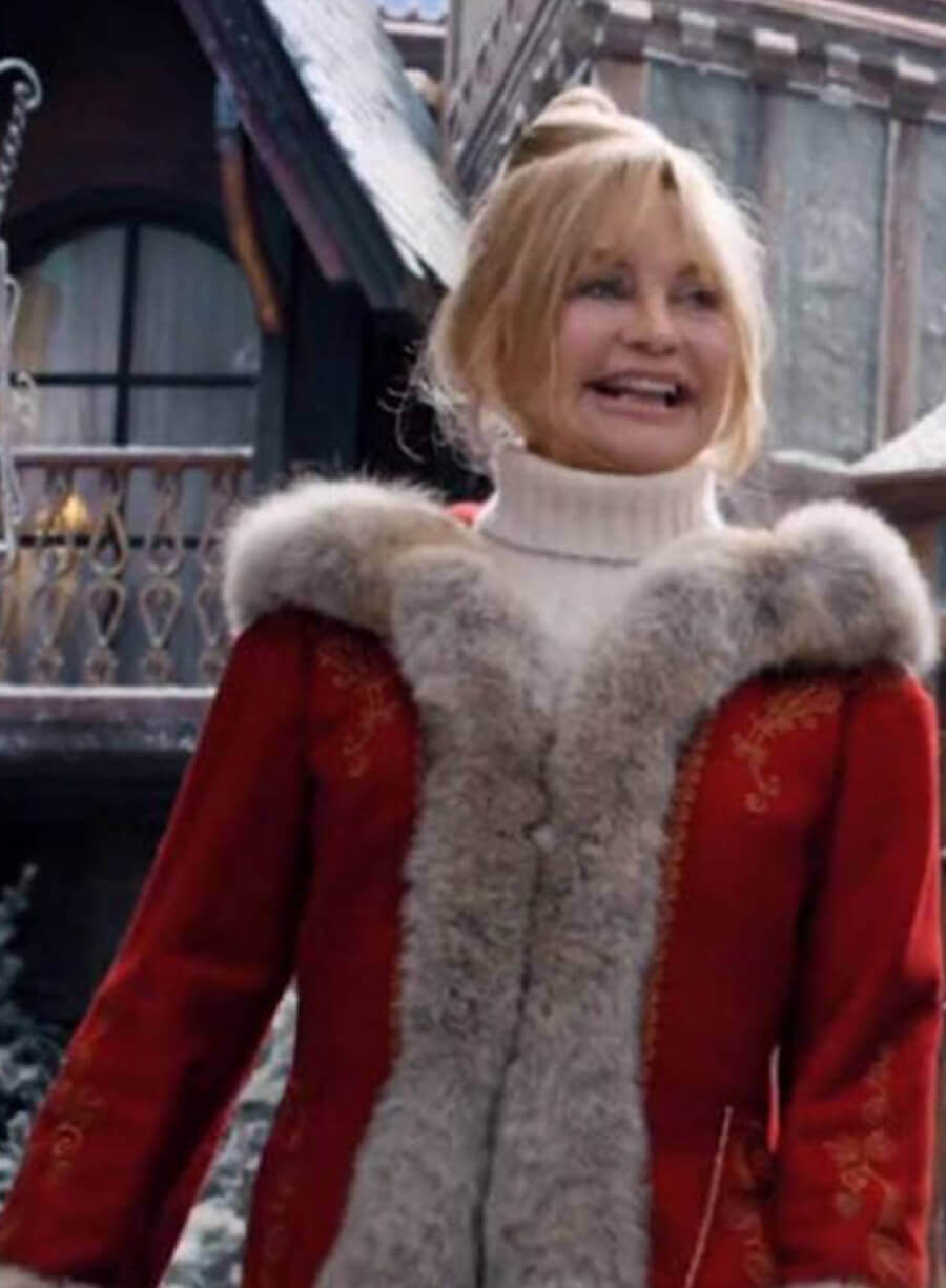 Goldie Hawn Mrs. Claus Red Wool Coat