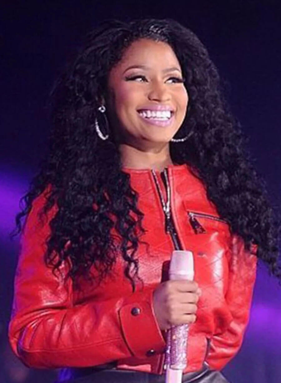 Nicki Minaj Red Biker Leather Jacket