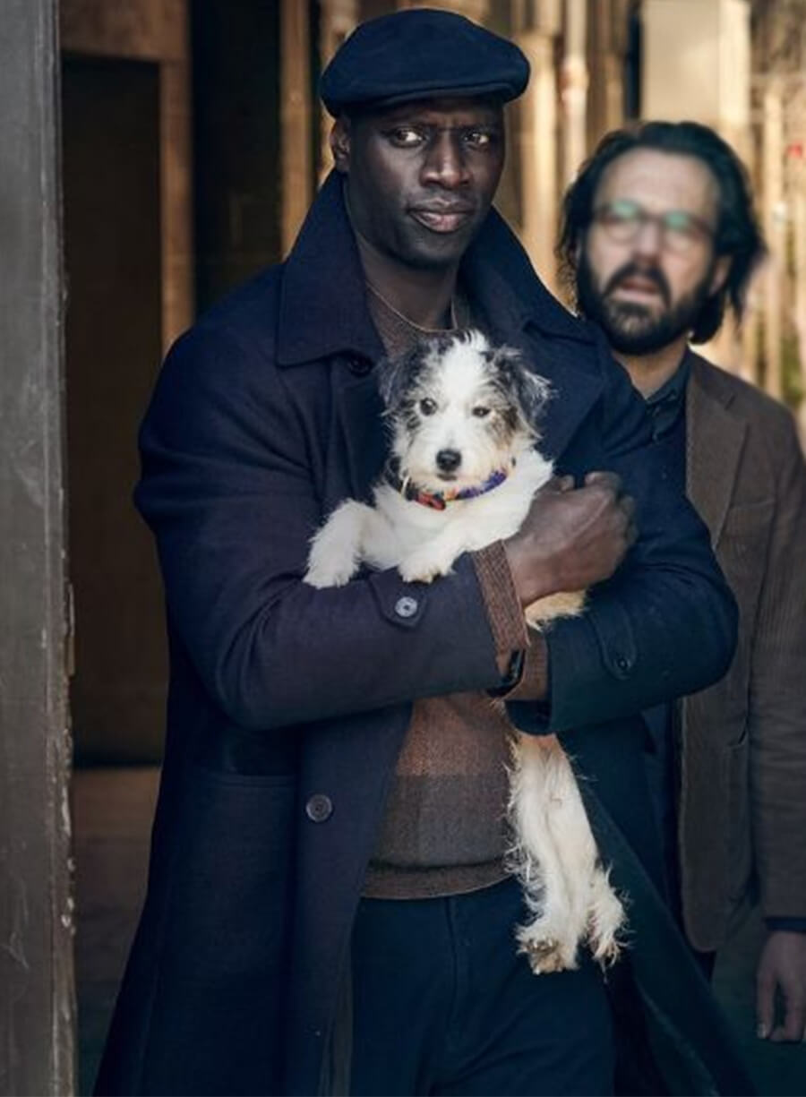 Omar Sy Lupin S02 Assane Diop Black Wool Long Coat
