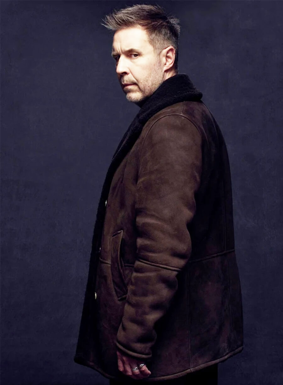 Paddy Considine MobLand S01 Kevin Harrigan Brown Shearling Coat