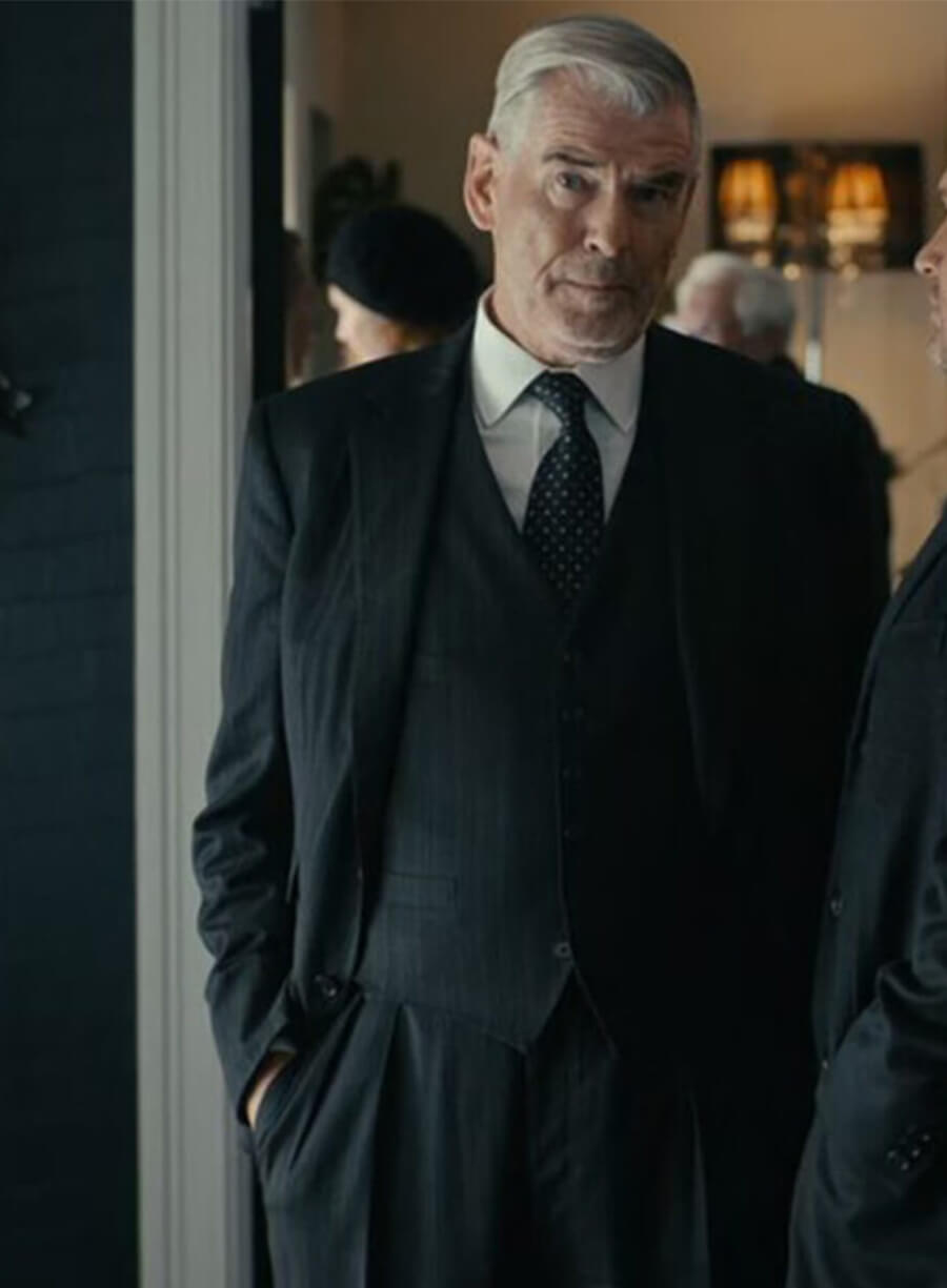 Pierce Brosnan MobLand S01 Black Wool Coat