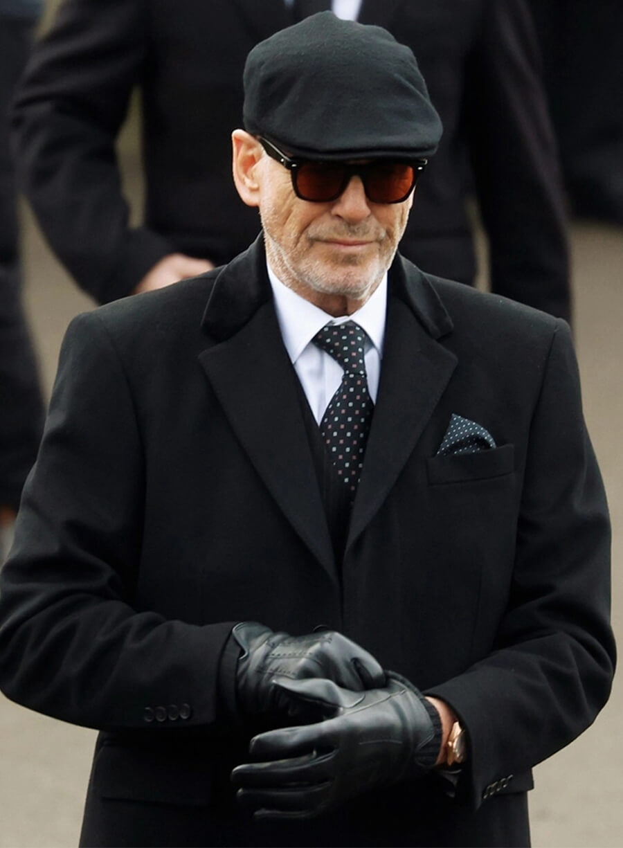 Pierce Brosnan MobLand S01 Black Wool Coat