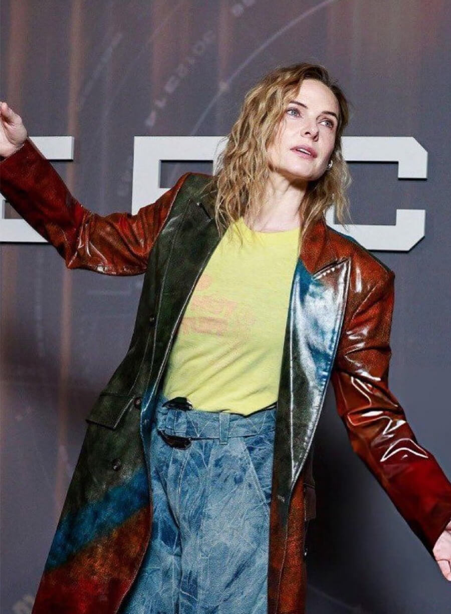 Rebecca Ferguson Mercy London Photocall 2026 Leather Coat