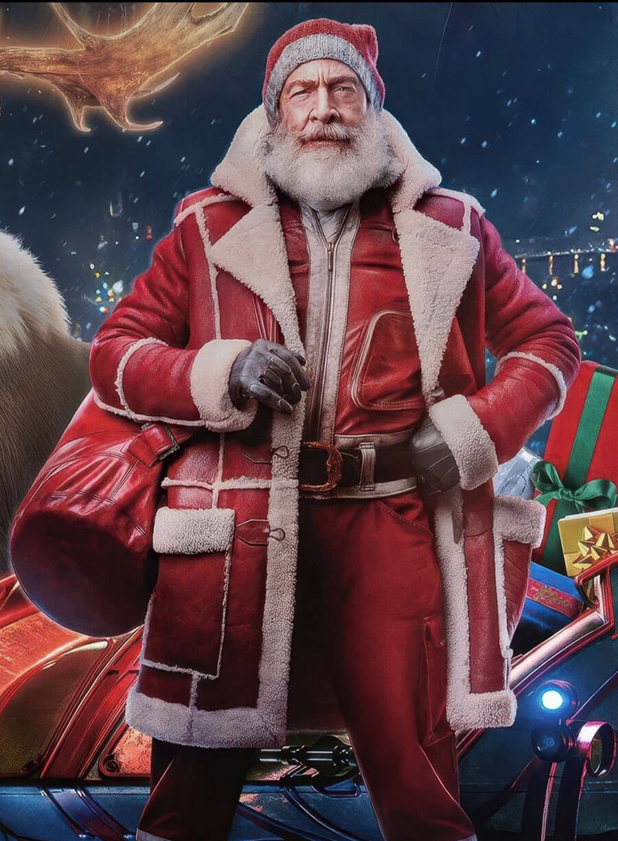 Red One 2024 J.K. Simmons Santa Claus Leather Coat