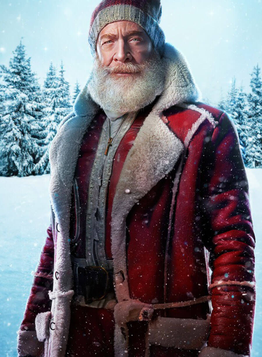 Red One 2024 J.K. Simmons Santa Claus Leather Coat