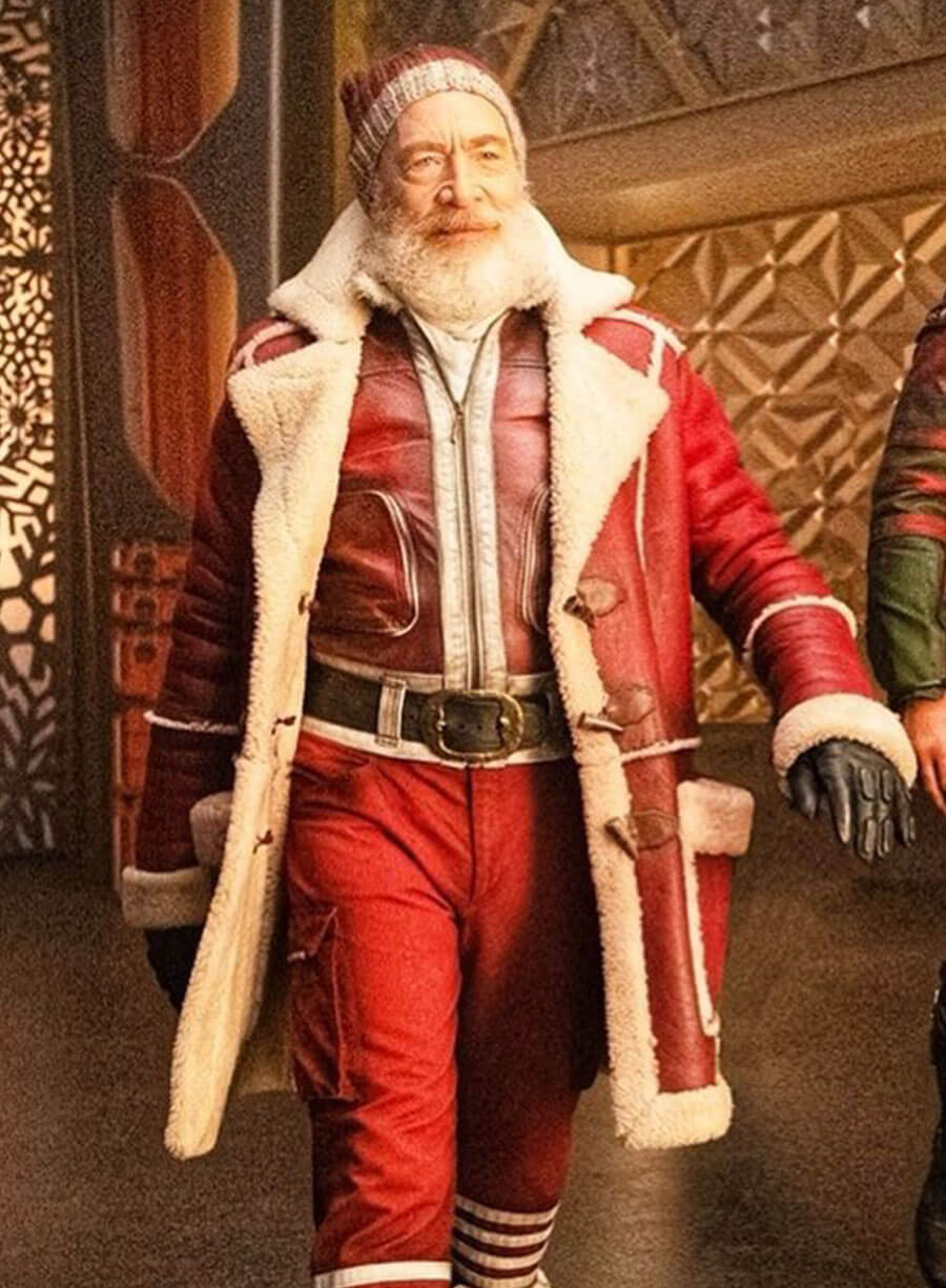 Red One 2024 J.K. Simmons Santa Claus Leather Coat