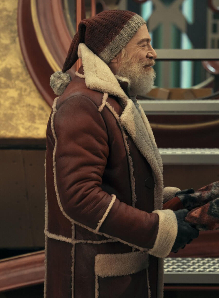 Red One 2024 J.K. Simmons Santa Claus Leather Coat