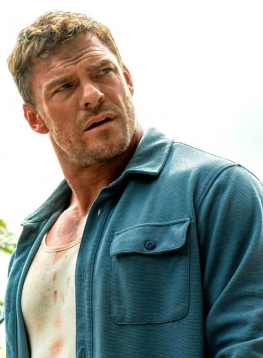 Runner 2026 Alan Ritchson Blue Overshirt Jacket