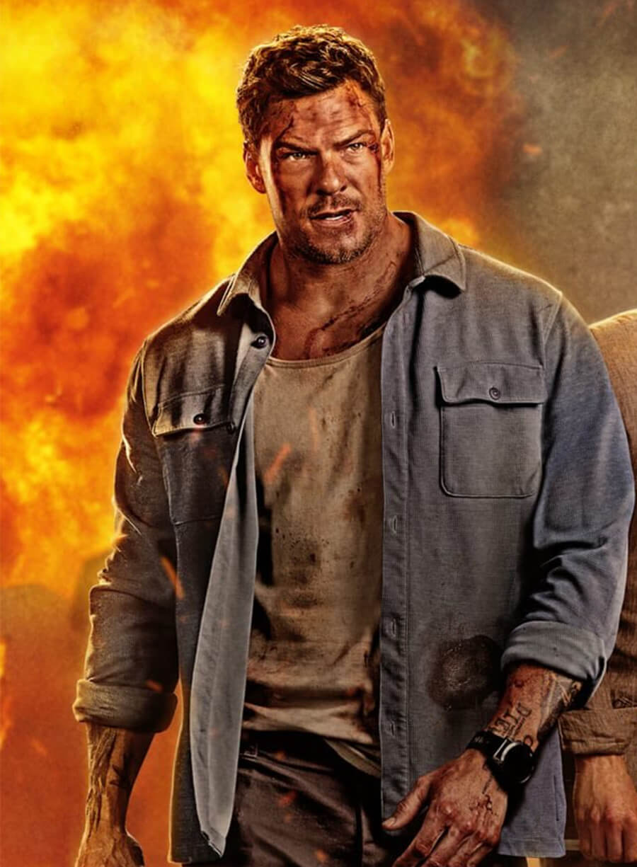 Runner 2026 Alan Ritchson Blue Overshirt Jacket