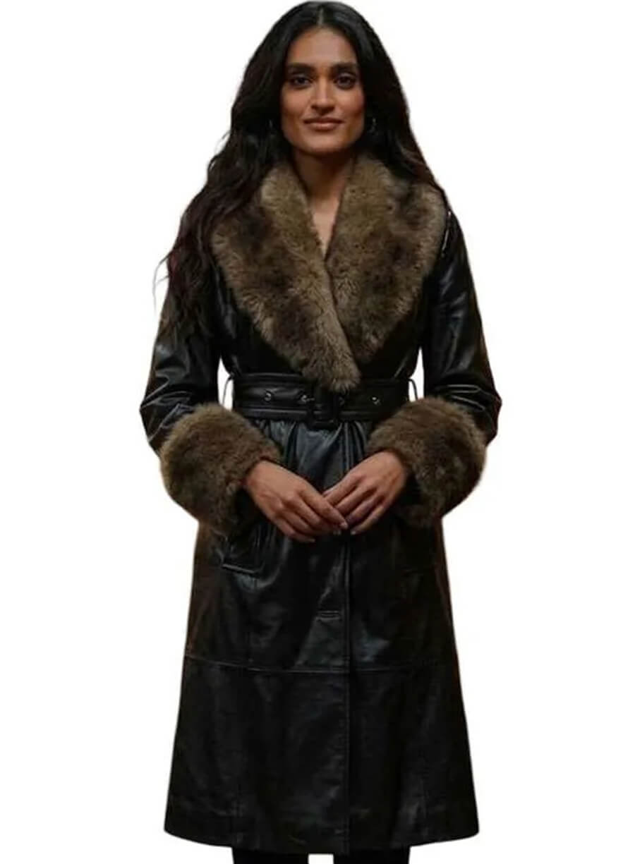 Seraphina Harrigan MobLand S01 Black Shearling Coat