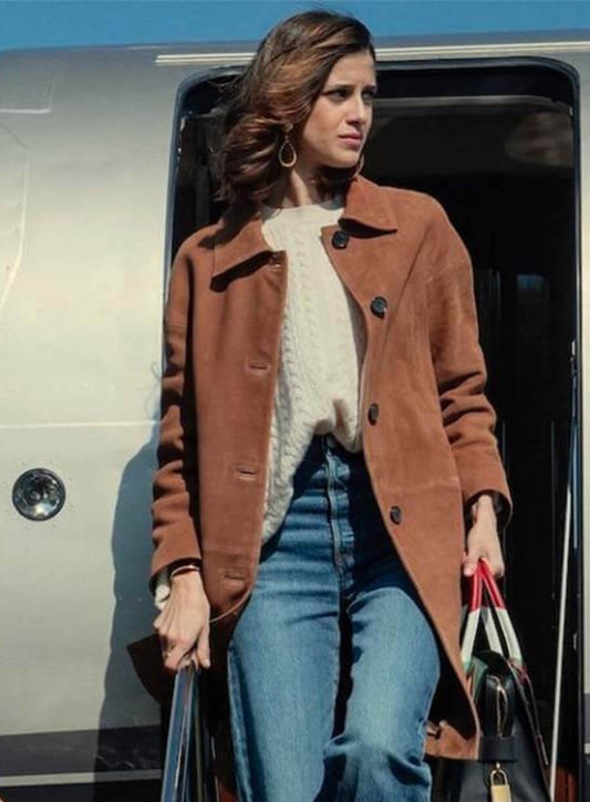 The Gentlemen S02 Benedetta Porcaroli Brown Suede Coat