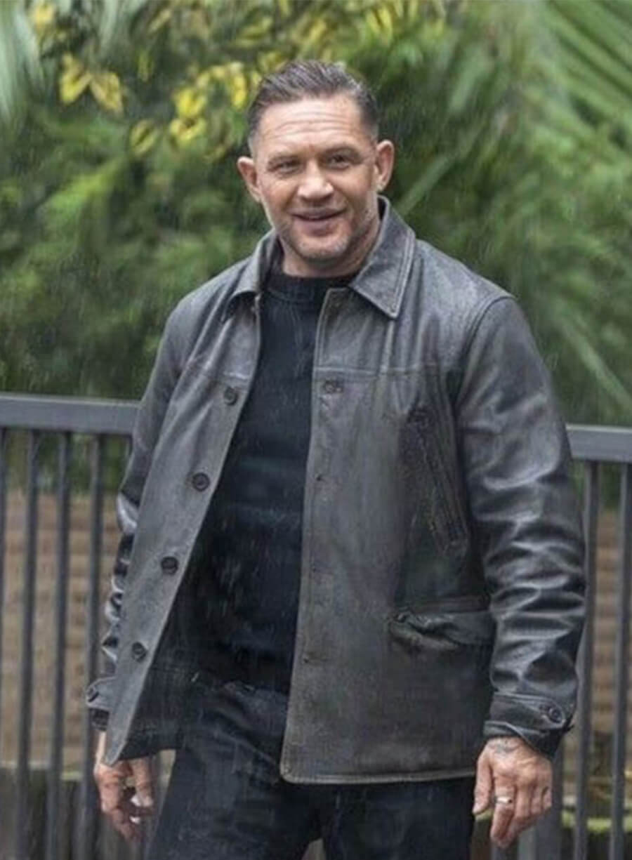 Tom Hardy MobLand S02  Harry Black Leather Jacket