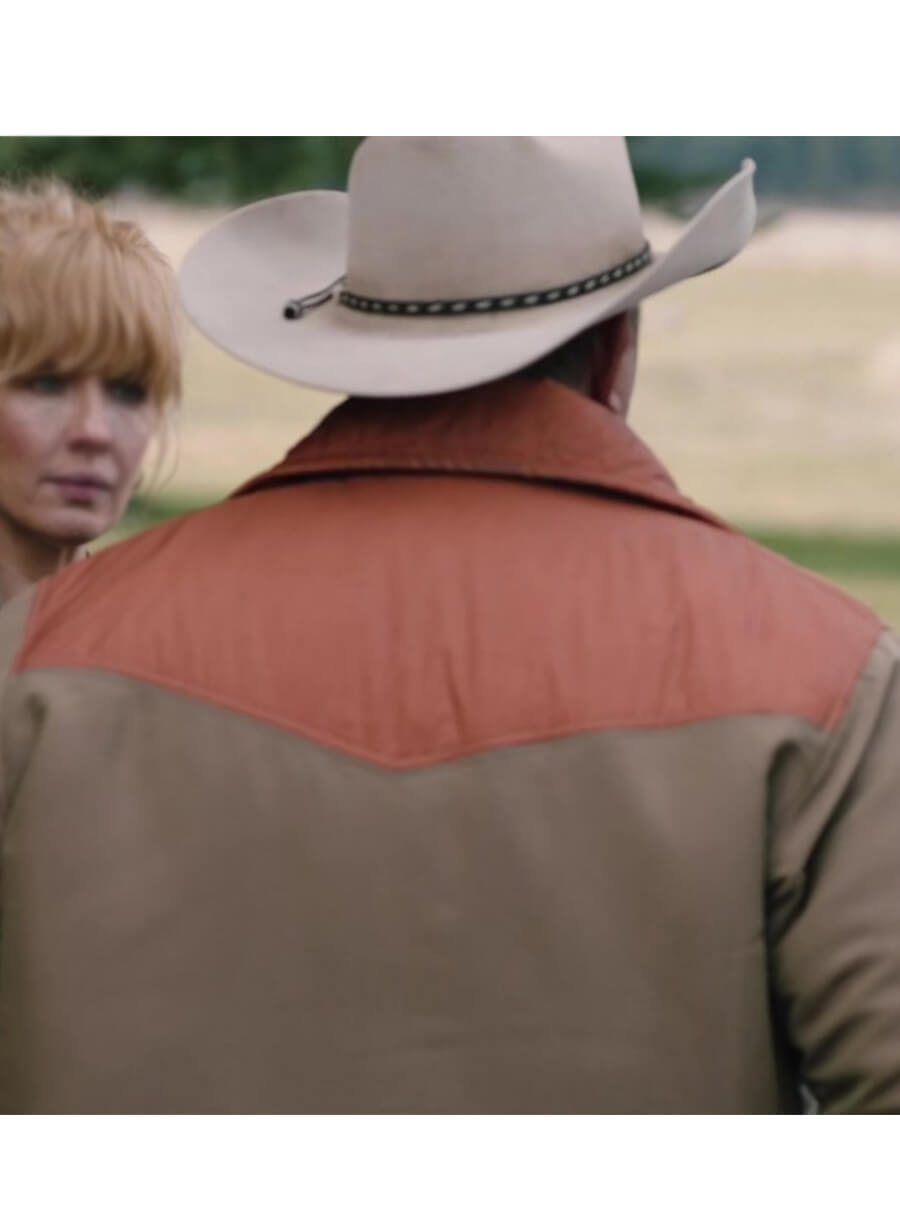 John Dutton Orange Yoke Jacket Back View – Yellowstone Cowboy Style Ranch Coat