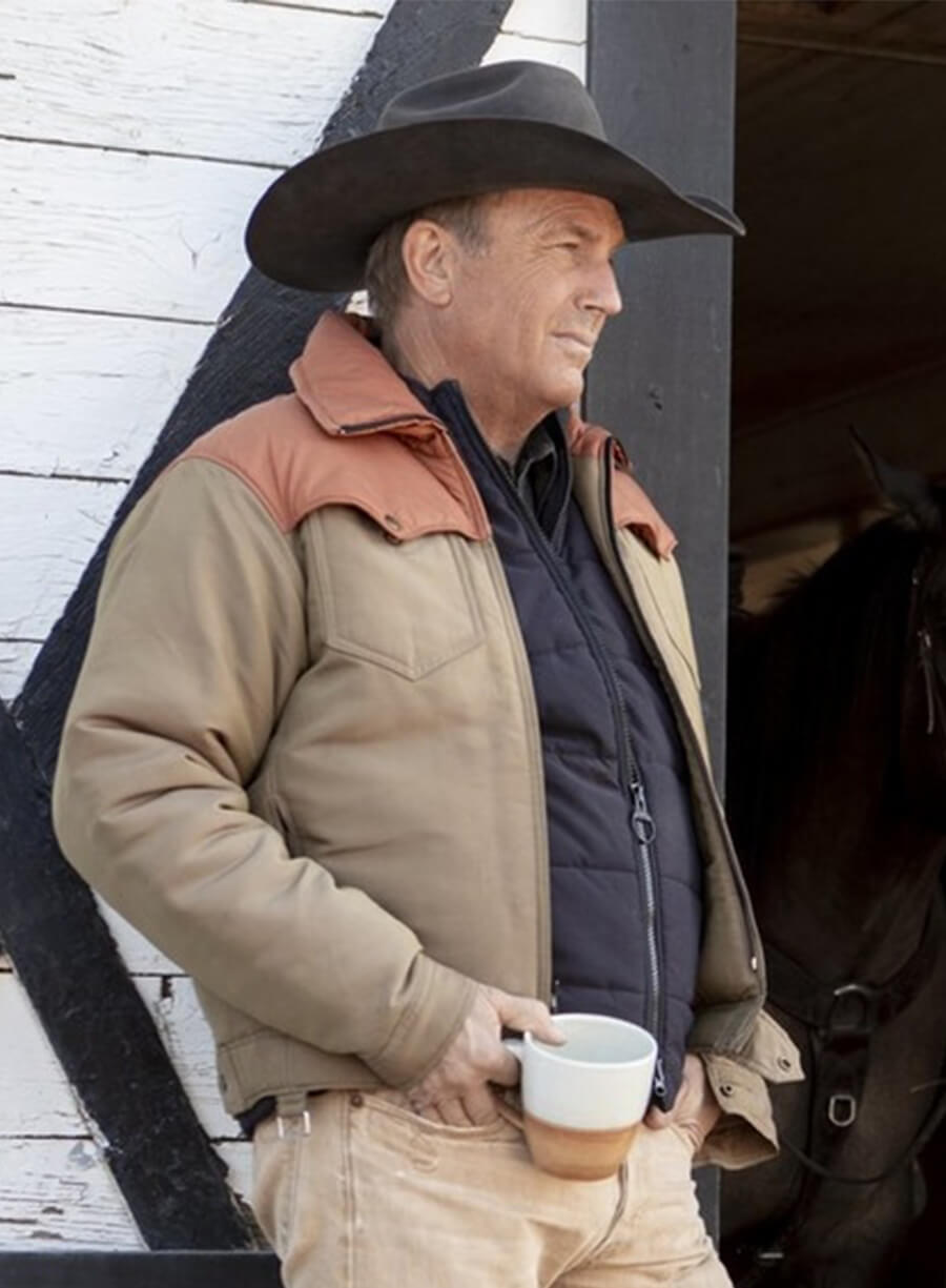Yellowstone John Dutton Orange Shoulder Jacket – Men's Canvas Western Coat