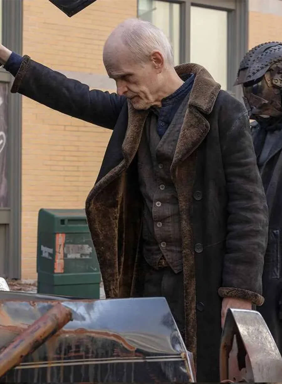 Zeljko Ivanek The Walking Dead Dead City Brown Shearling Leather Coat